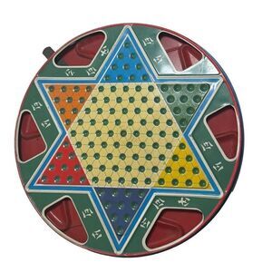 Ohio Art Co Vintage tin metal Chinese checkers / checkers round game board